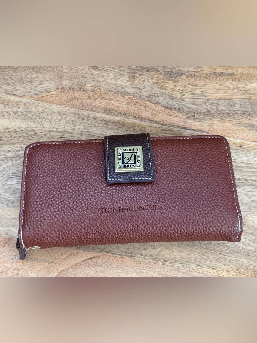 Stone Mountain Dark Brown Leather Bifold Wallet with Gold Logo
